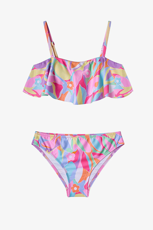 Renkli Genç Kız Tropic Bandeau Bikini Takımı