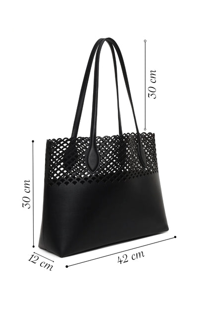 Kadın Siyah Desenli Omuz Çantası