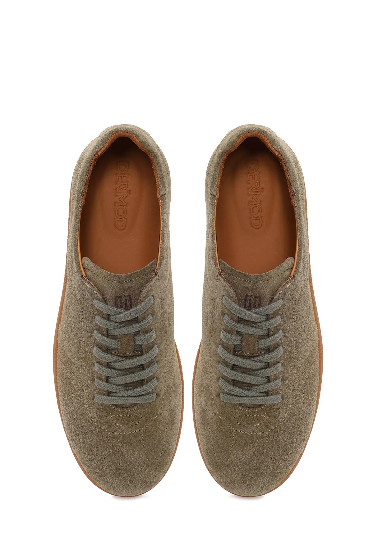 Erkek Açık Yeşil Bağcıklı Süet Deri Sneaker