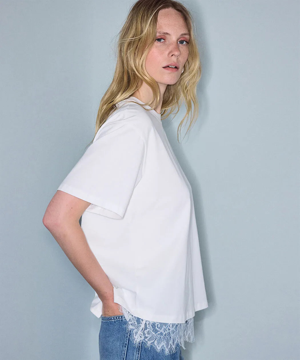 Ekru Dantel Mix Tişört Is1260070355018 | Ipekyol