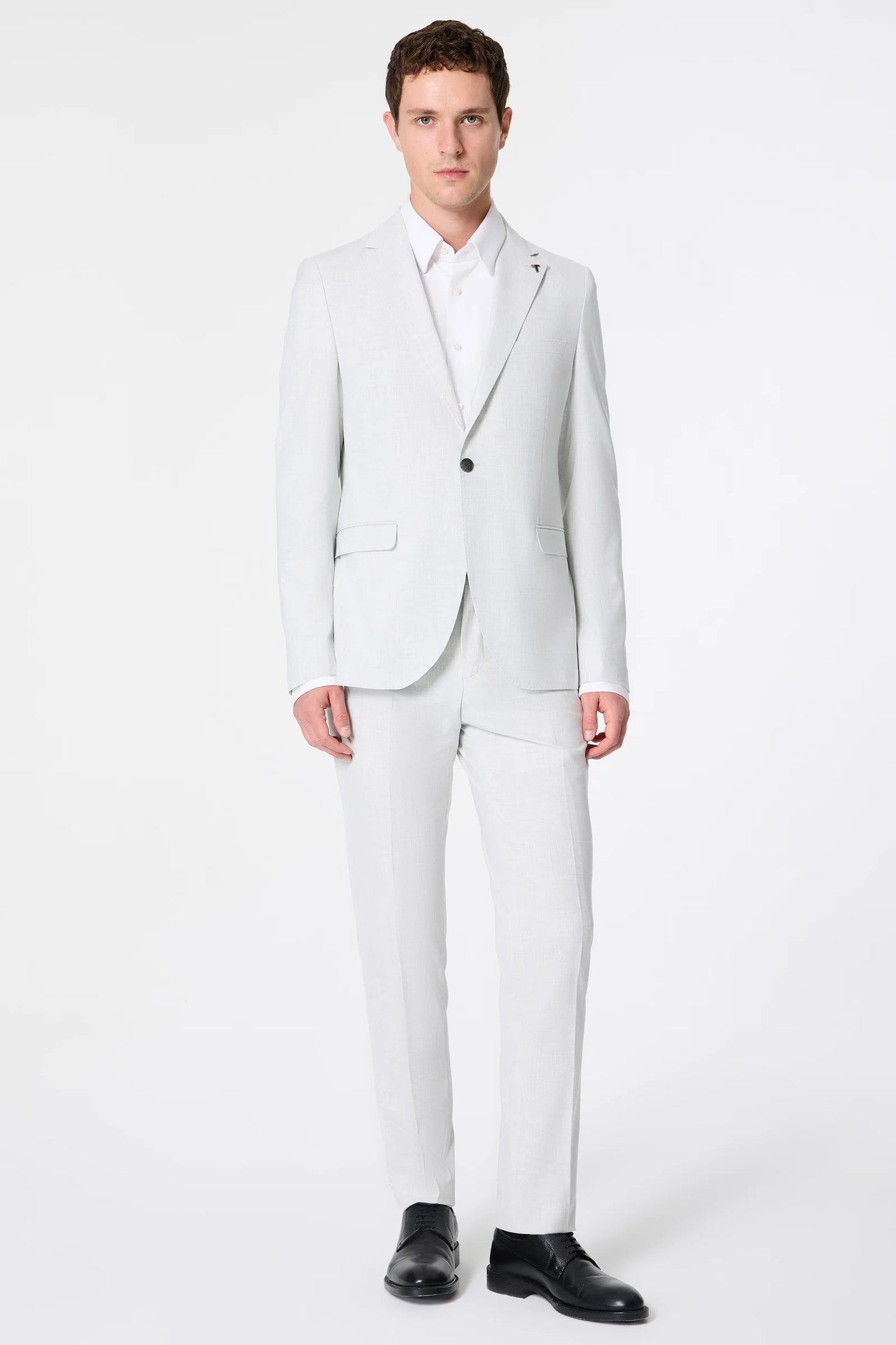 Tween Slim Fit Koyu Gri Armürlü Takim Elbise