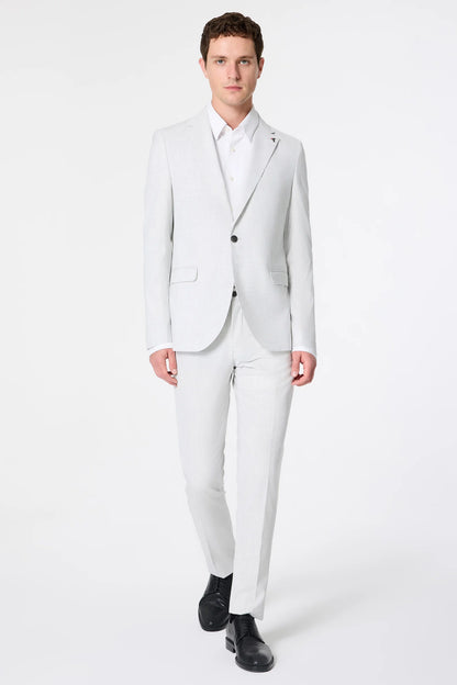 Tween Slim Fit Koyu Gri Armürlü Takim Elbise