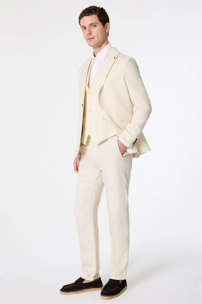 Tween Slim Fit Vanilya Düz Kumaş Ceket