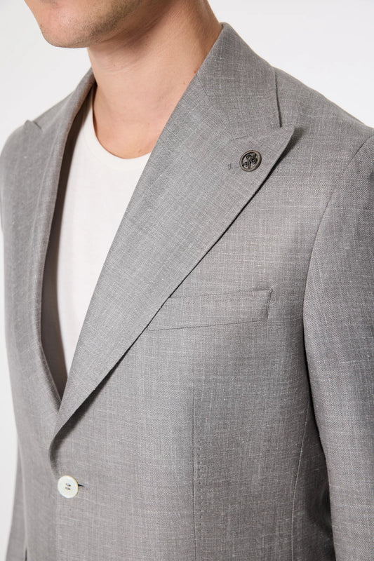 Damat Regular Fit Gri Diyogonal Kumaş Ceket