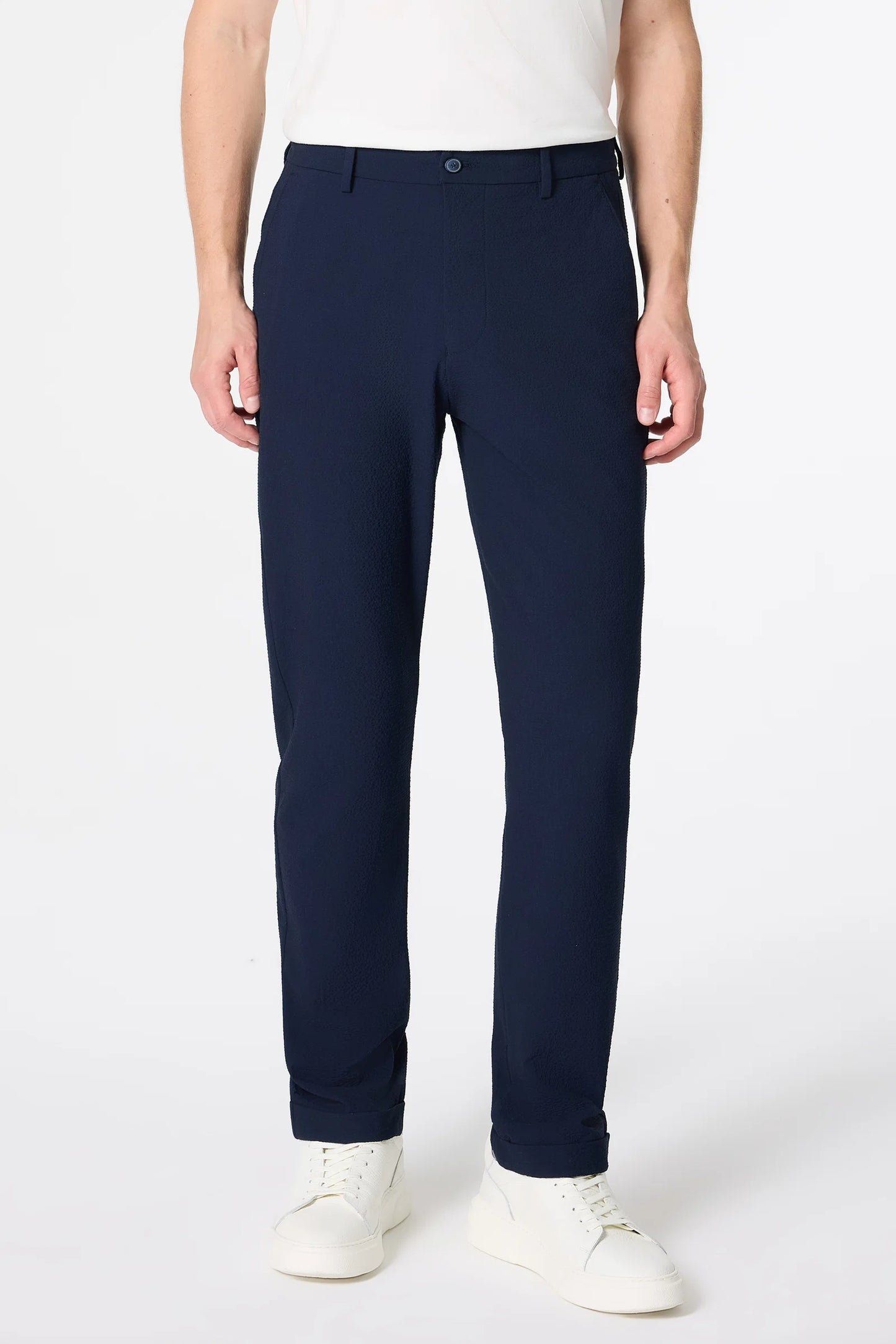 Tween Relaxed Fit (pilesiz) Lacivert Armürlü Kumaş Pantolon