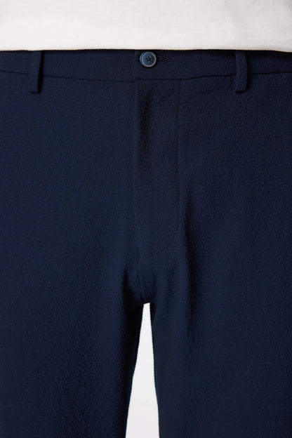 Tween Relaxed Fit (pilesiz) Lacivert Armürlü Kumaş Pantolon