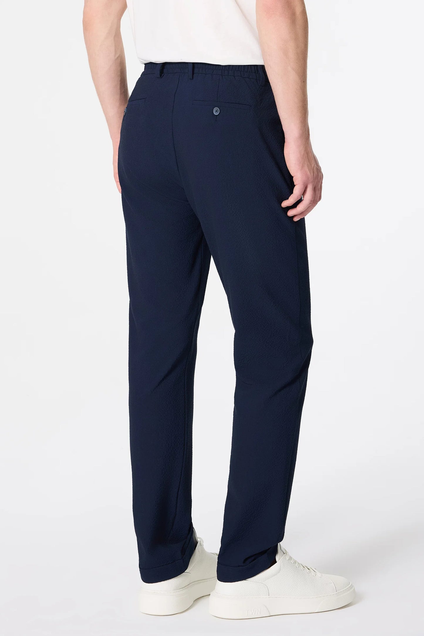 Tween Relaxed Fit (pilesiz) Lacivert Armürlü Kumaş Pantolon