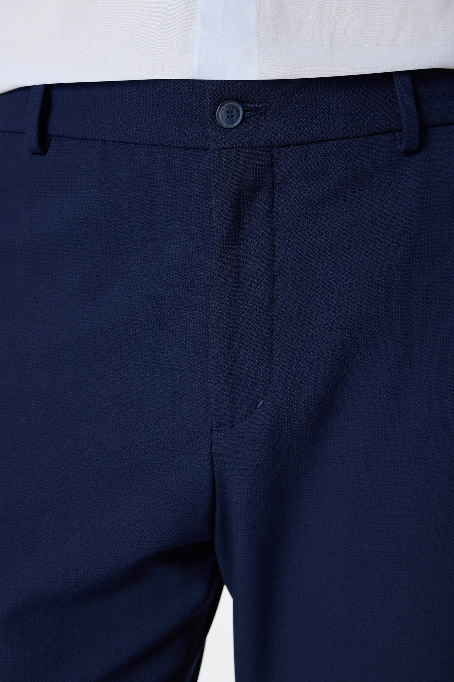 Tween Relaxed Fit (pilesiz) Lacivert Armürlü Kumaş Pantolon
