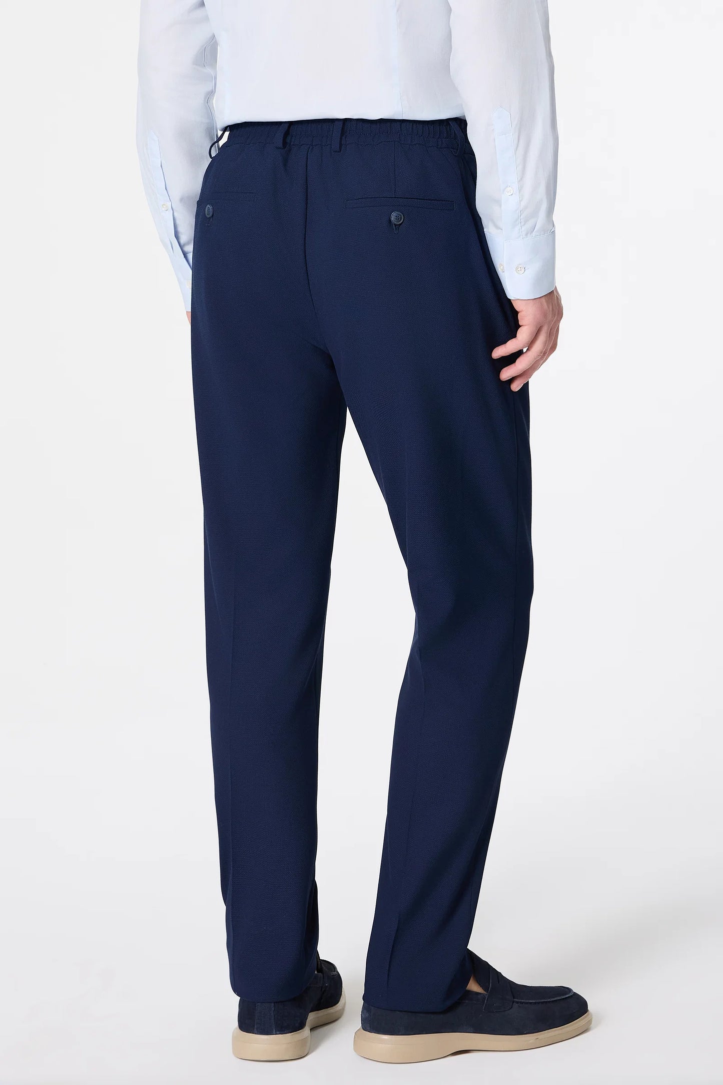 Tween Relaxed Fit (pilesiz) Lacivert Armürlü Kumaş Pantolon