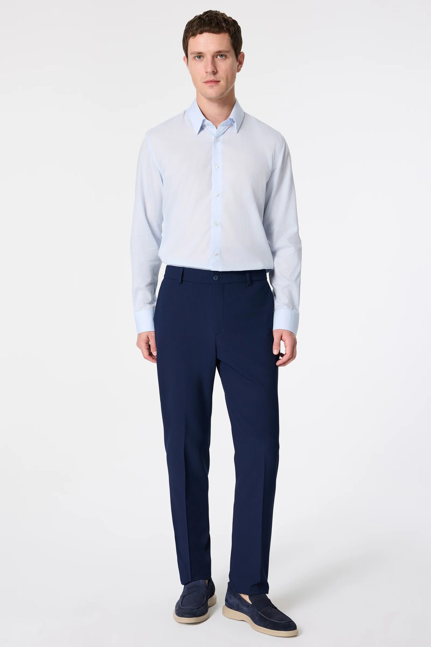 Tween Relaxed Fit (pilesiz) Lacivert Armürlü Kumaş Pantolon