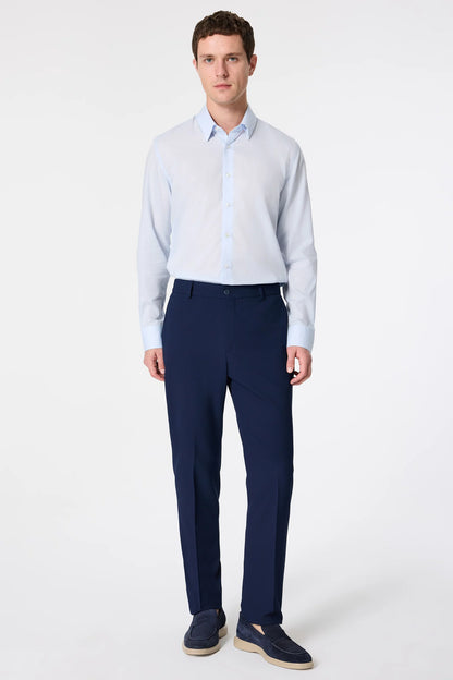 Tween Relaxed Fit (pilesiz) Lacivert Armürlü Kumaş Pantolon