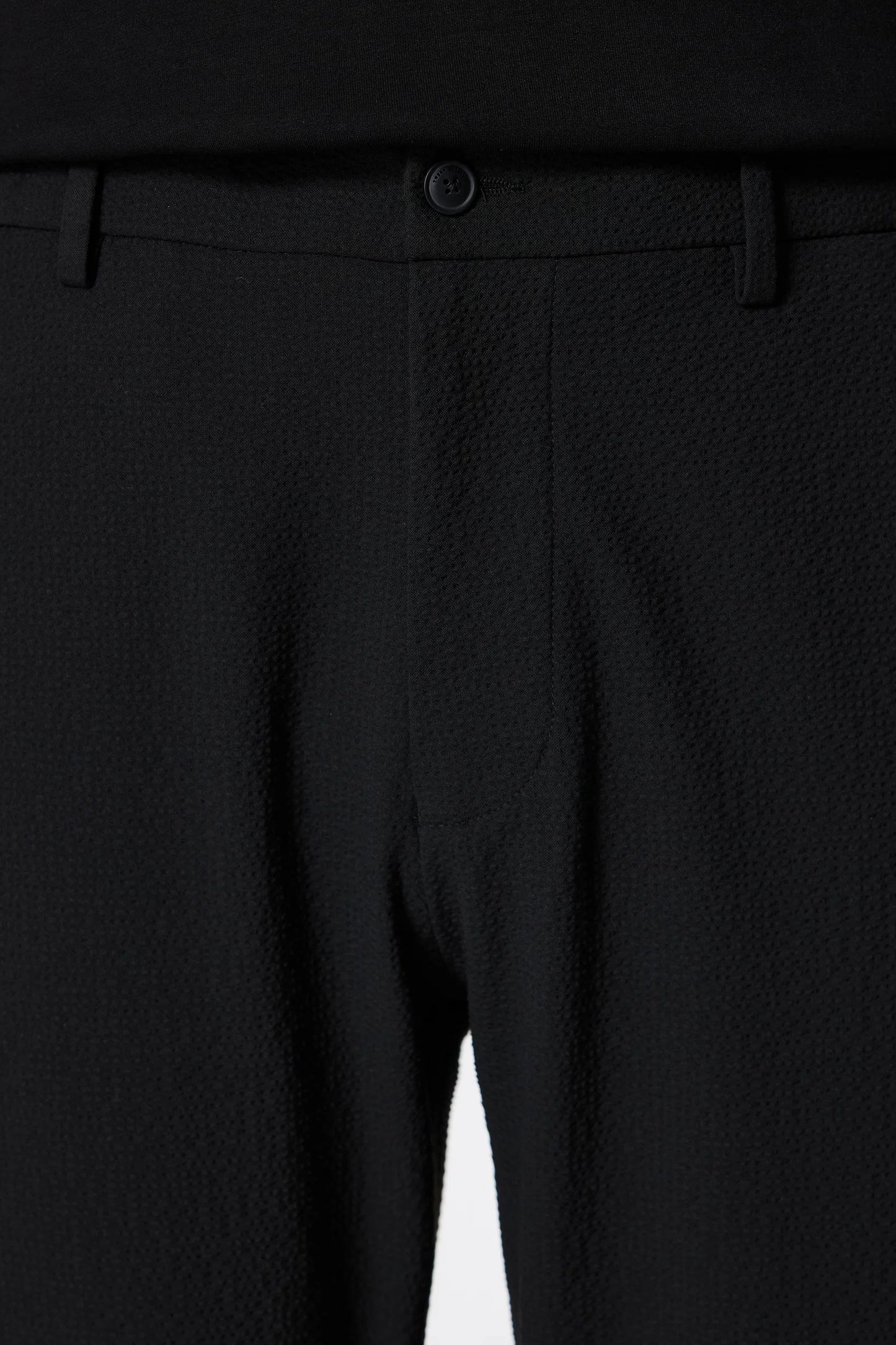 Tween Relaxed Fit (pilesiz) Siyah Armürlü Kumaş Pantolon