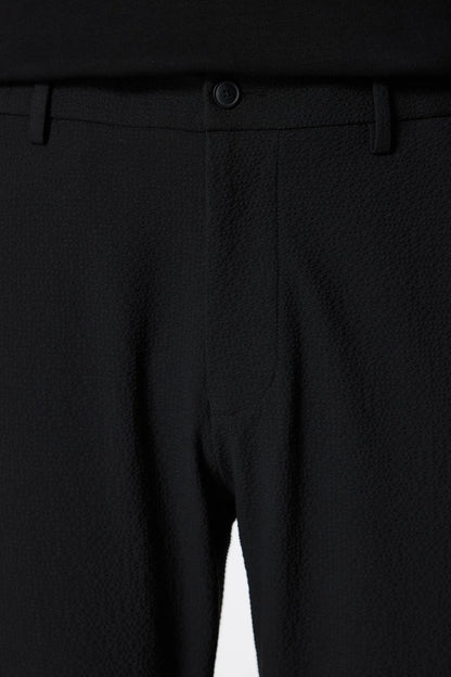 Tween Relaxed Fit (pilesiz) Siyah Armürlü Kumaş Pantolon