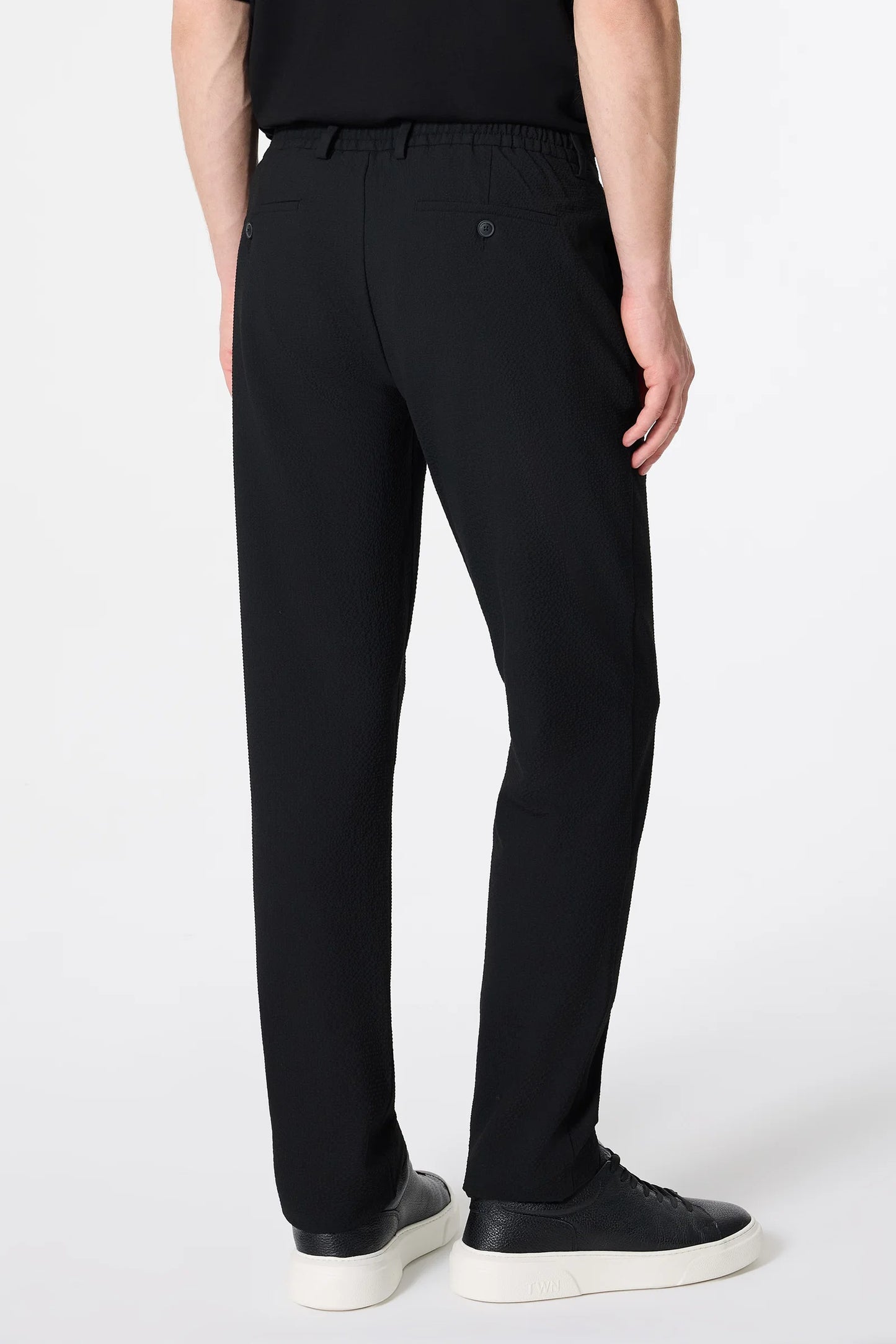 Tween Relaxed Fit (pilesiz) Siyah Armürlü Kumaş Pantolon