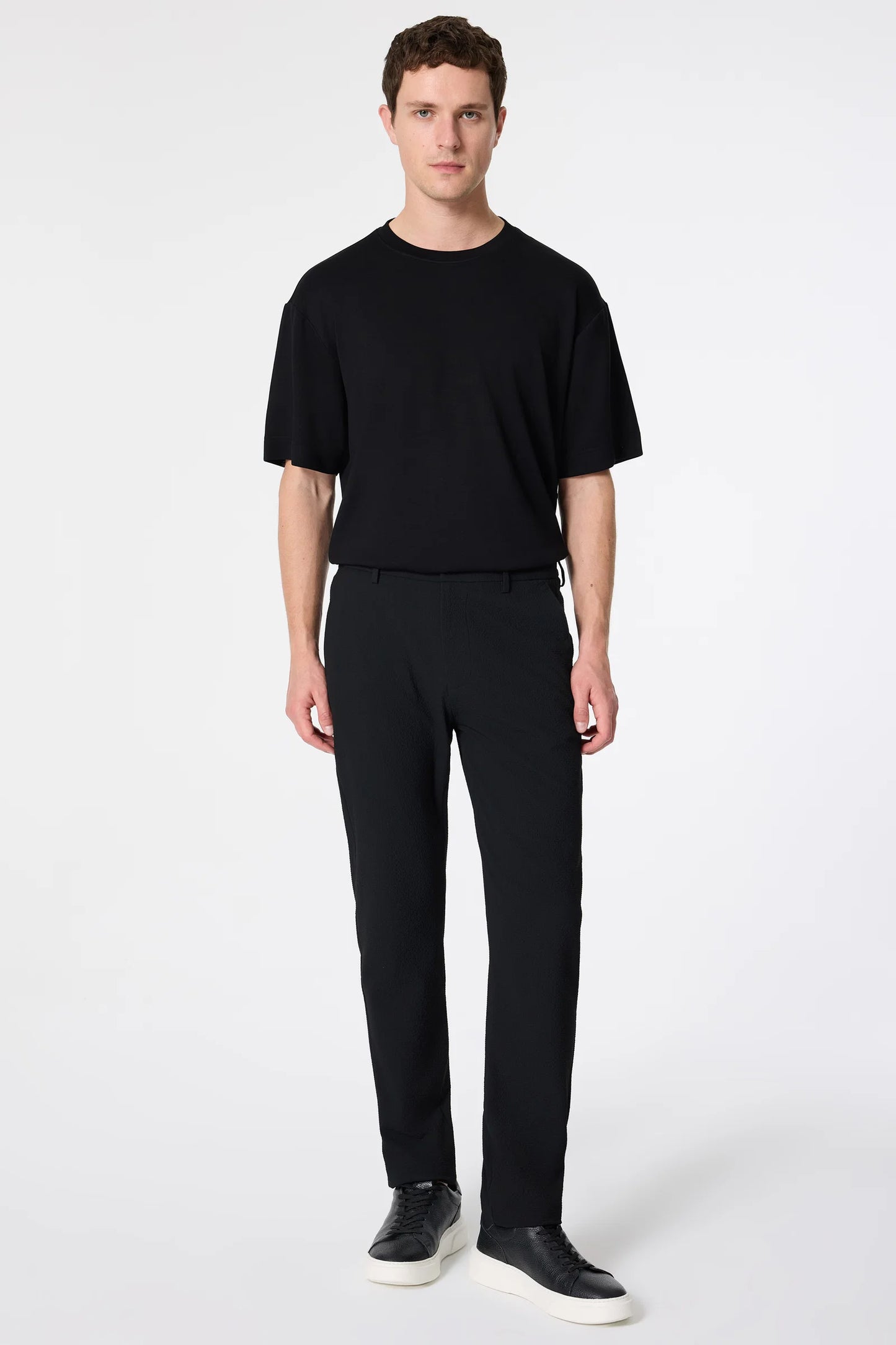Tween Relaxed Fit (pilesiz) Siyah Armürlü Kumaş Pantolon