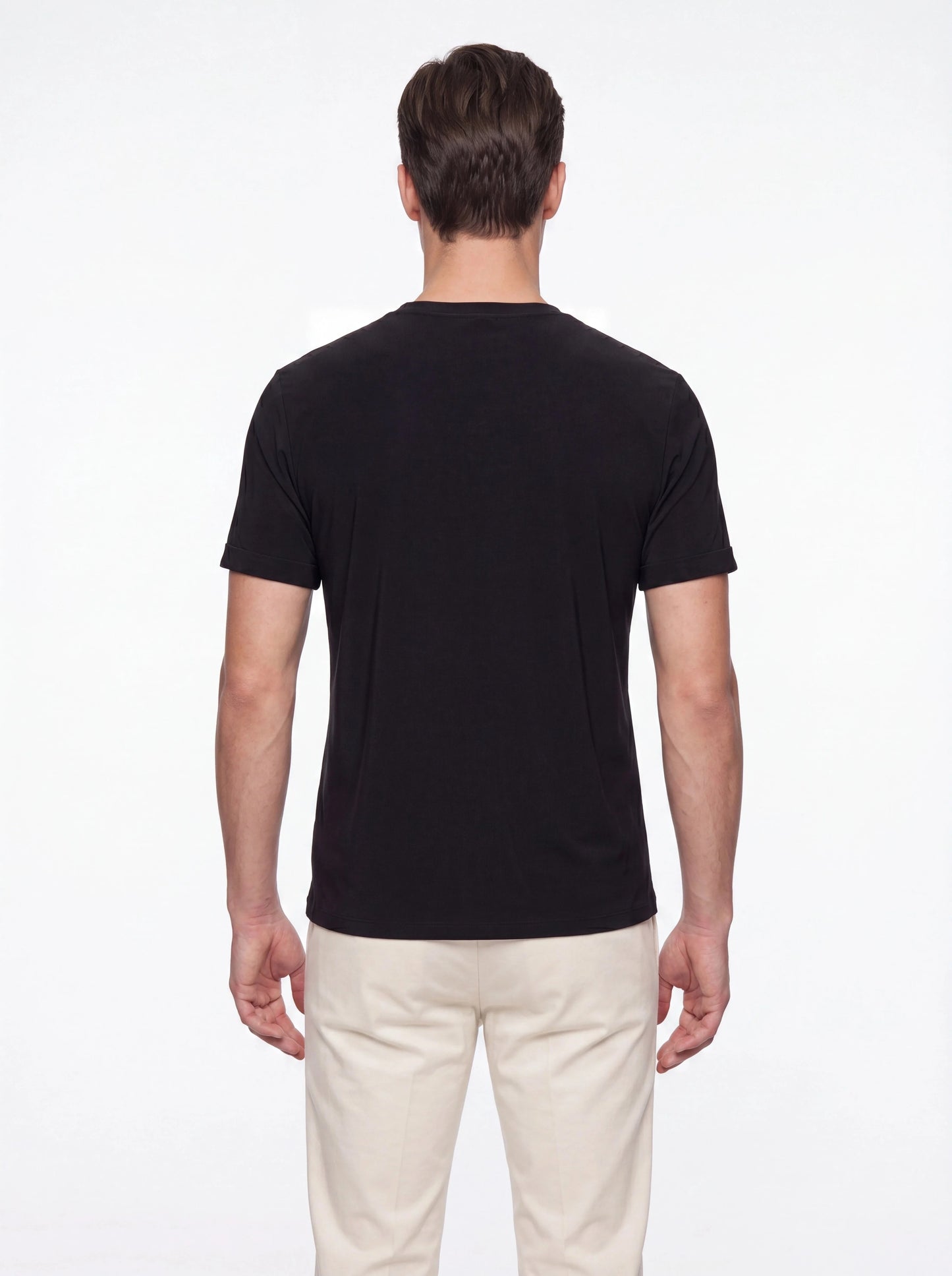 Comfort Fit Pamuklu Bisiklet Yaka Siyah Tişört Ts 929