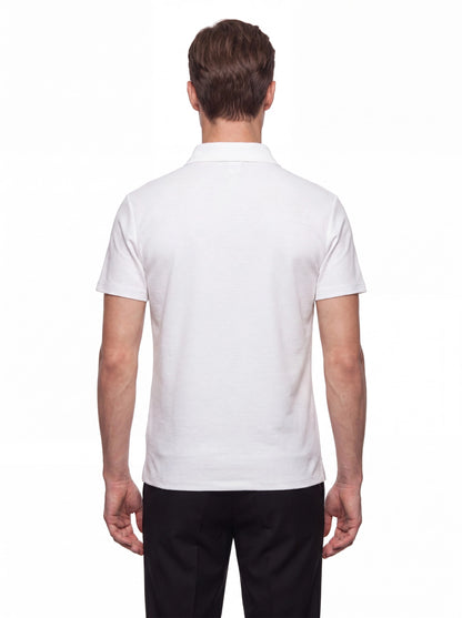 Slim Fit Pamuklu Kıvrılmaz Polo Yaka Ekru Tişört Ts 928