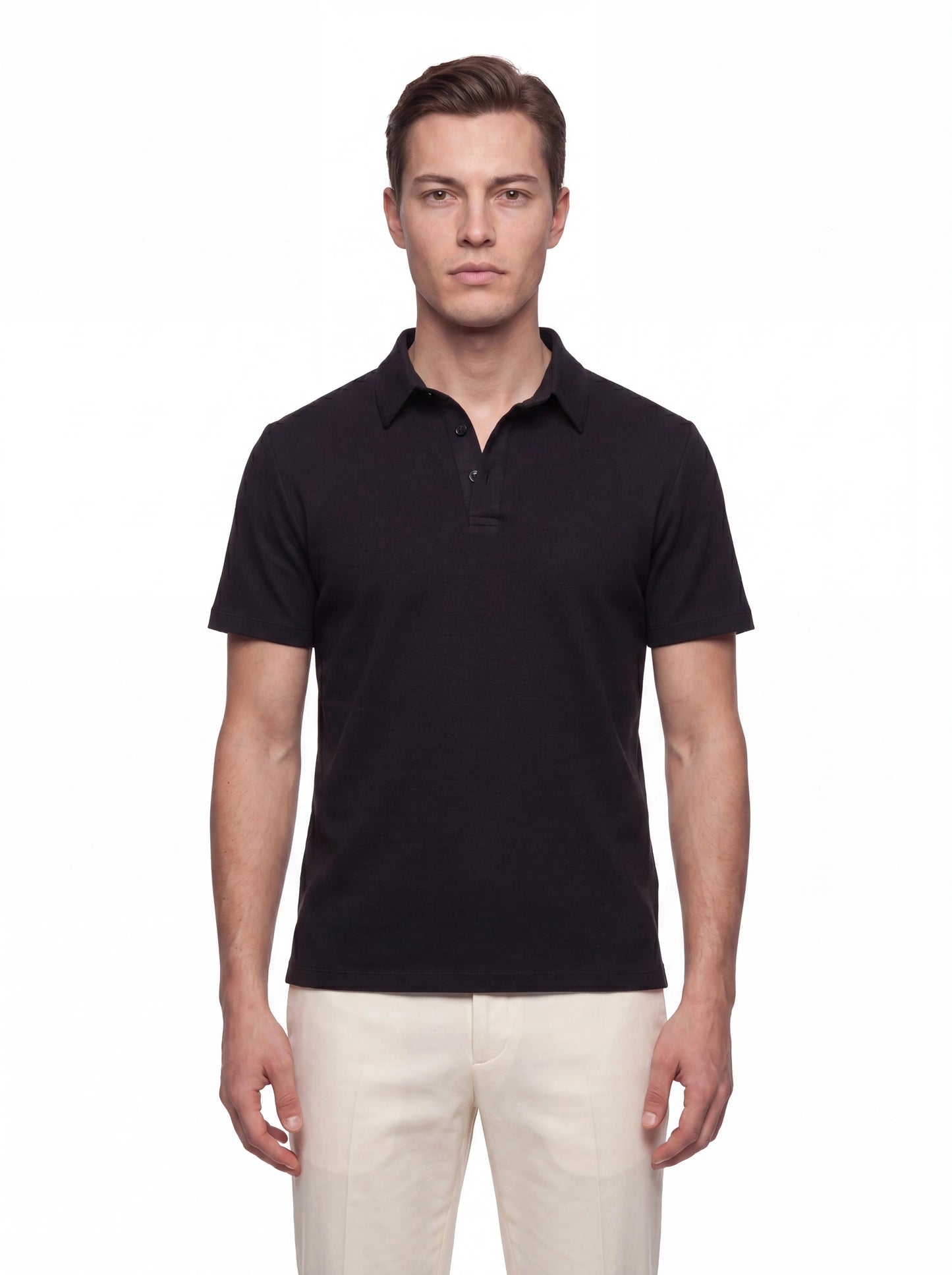 Slim Fit Pamuklu Kıvrılmaz Polo Yaka Siyah Tişört Ts 928