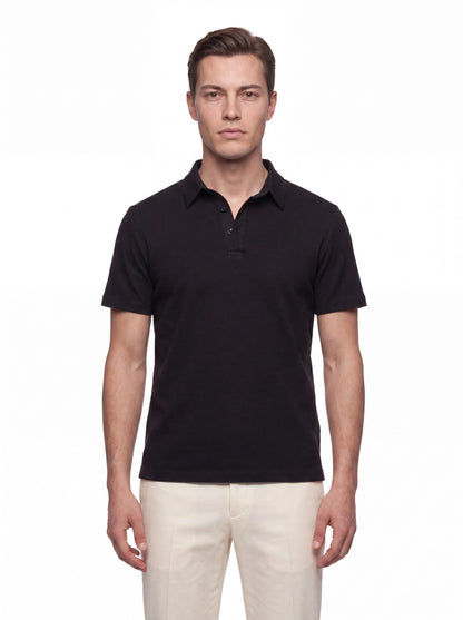 Slim Fit Pamuklu Kıvrılmaz Polo Yaka Siyah Tişört Ts 928