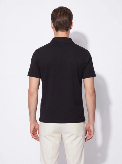 Slim Fit Pamuklu Kıvrılmaz Polo Yaka Siyah Tişört Ts 928