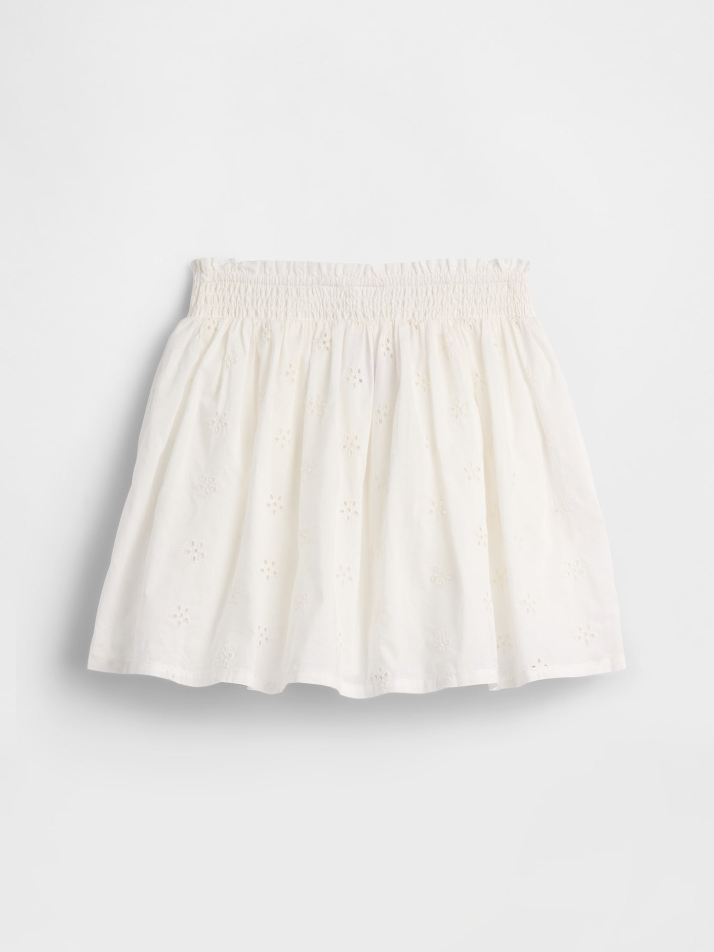 Beyaz Pull-on Smocked Etek