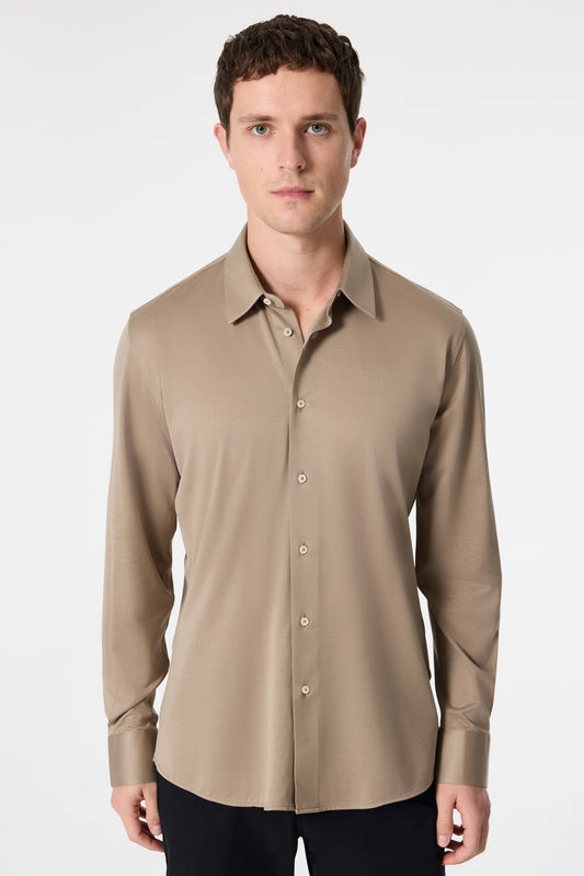 Damat Slim Fit Vizon Oxford Örme Gömlek