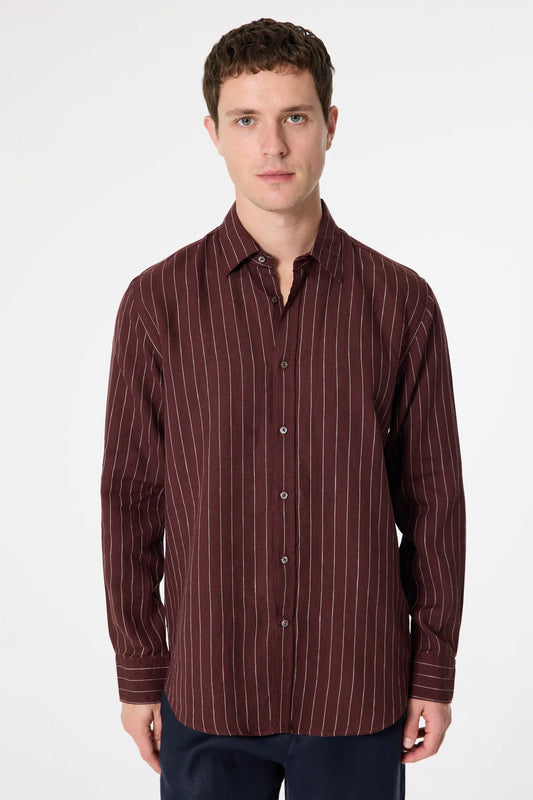 Damat Comfort Bordo Çizgili Gömlek