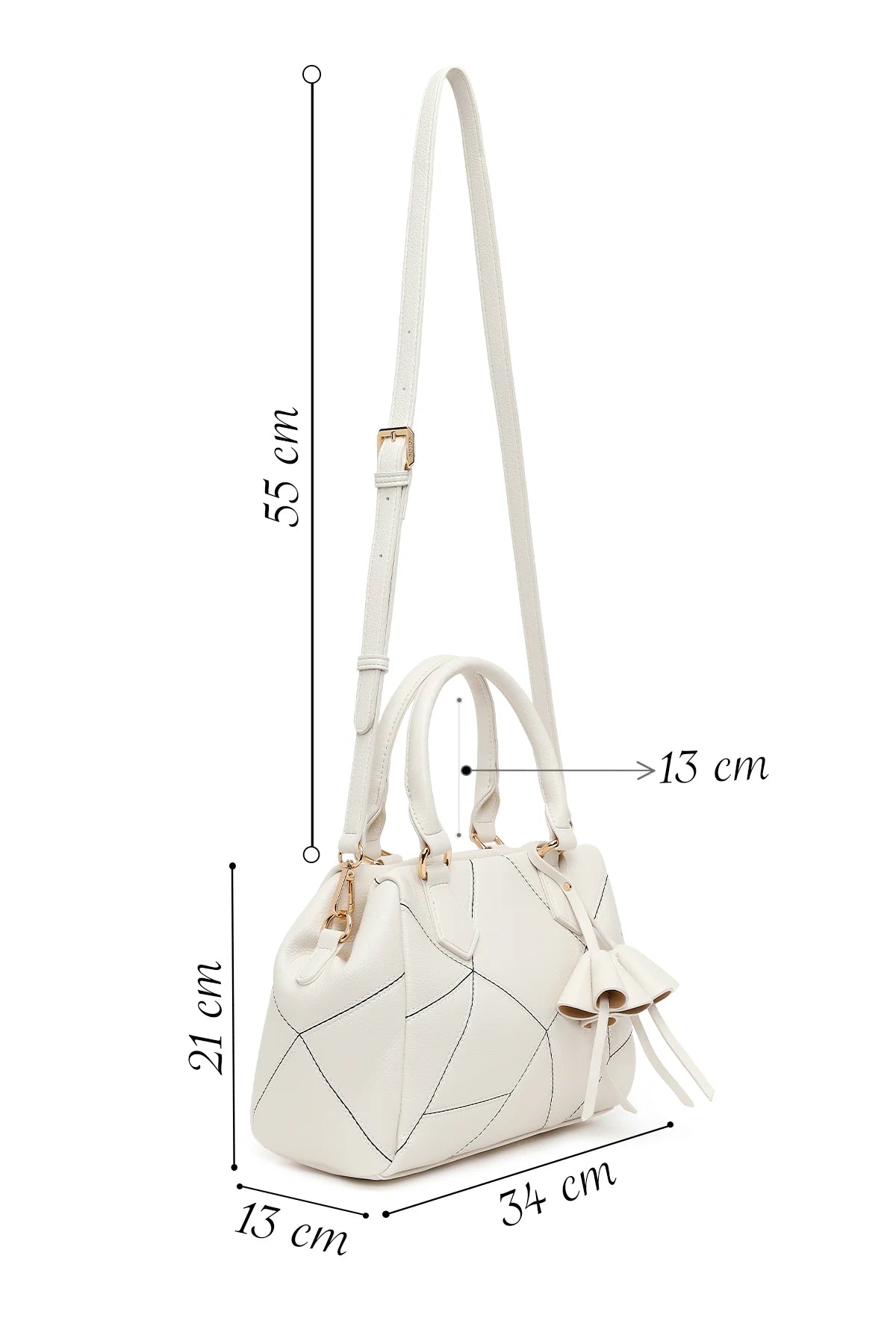 Kadın Krem Uzun Askılı Baskılı Kol Çantası