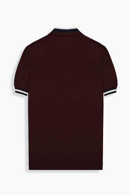 Polo Yaka Fermuarlı Bordo Triko Tişört