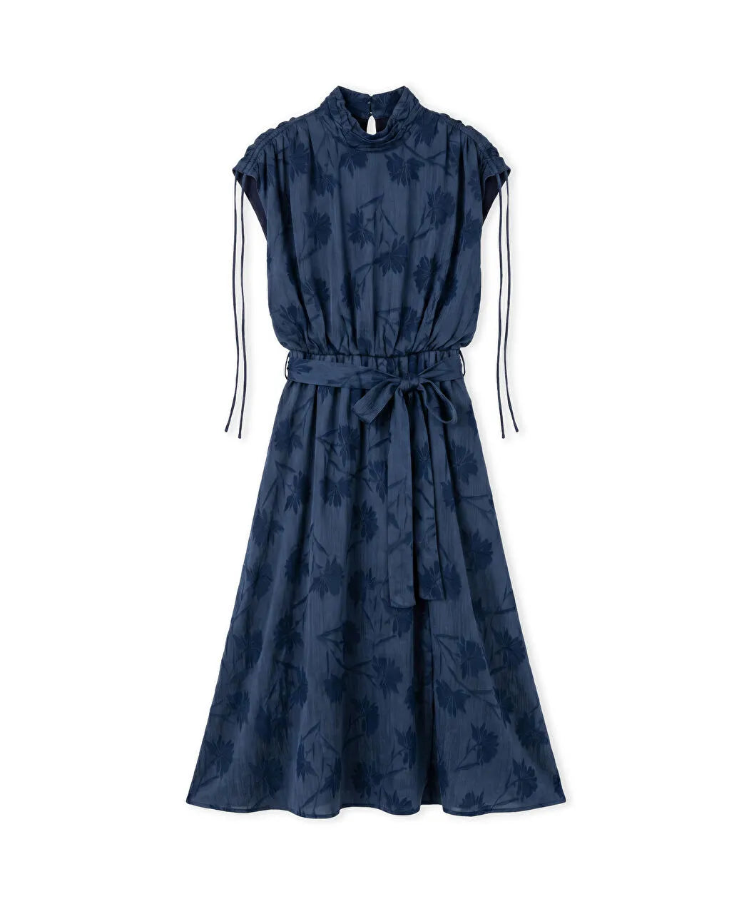 Lacivert Floral Jakarlı Midi Elbise Is1260002623015 | Ipekyol