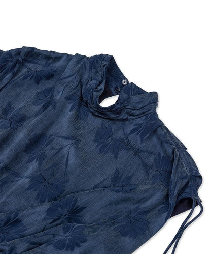 Lacivert Floral Jakarlı Midi Elbise Is1260002623015 | Ipekyol