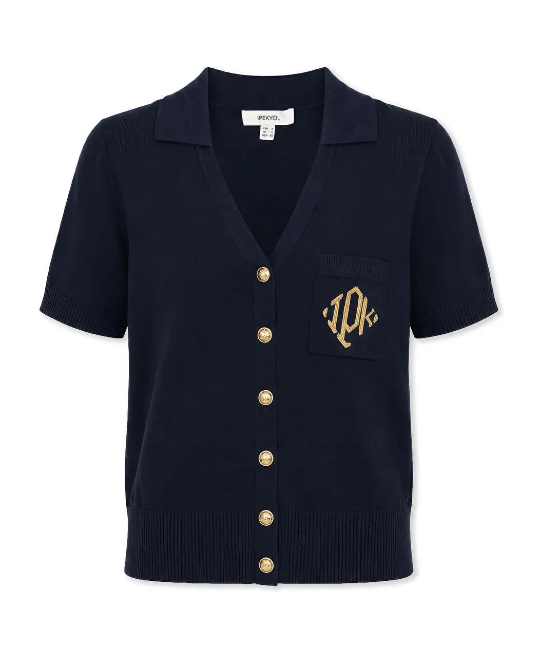 Lacivert Monogram Nakışlı Triko Is1260050163015 | Ipekyol