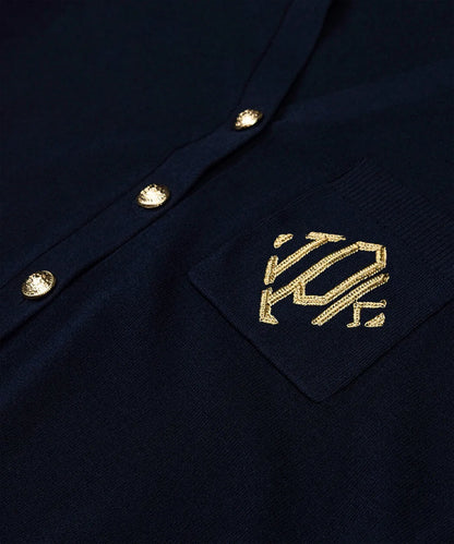 Lacivert Monogram Nakışlı Triko Is1260050163015 | Ipekyol