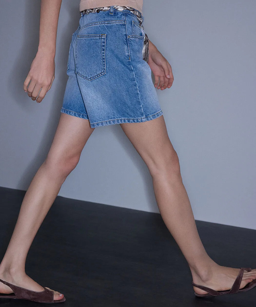 Mavi Fular Kemerli Denim Şort Is1260013144629 | Ipekyol