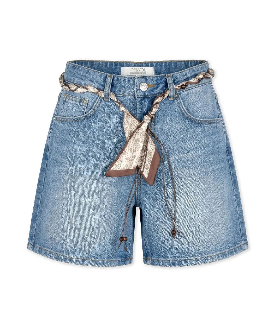Mavi Fular Kemerli Denim Şort Is1260013144629 | Ipekyol