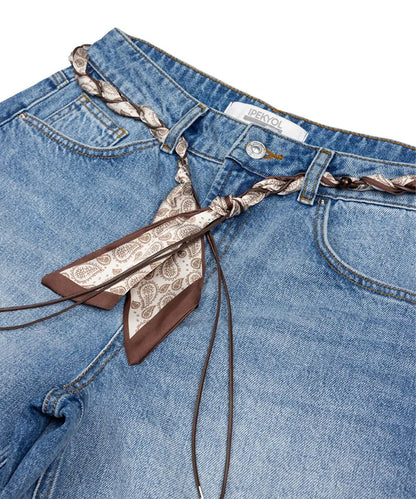 Mavi Fular Kemerli Denim Şort Is1260013144629 | Ipekyol