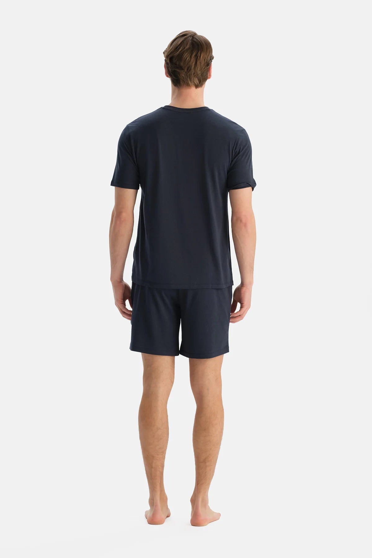 Lacivert Bisiklet Yaka Tişört Şort Takım