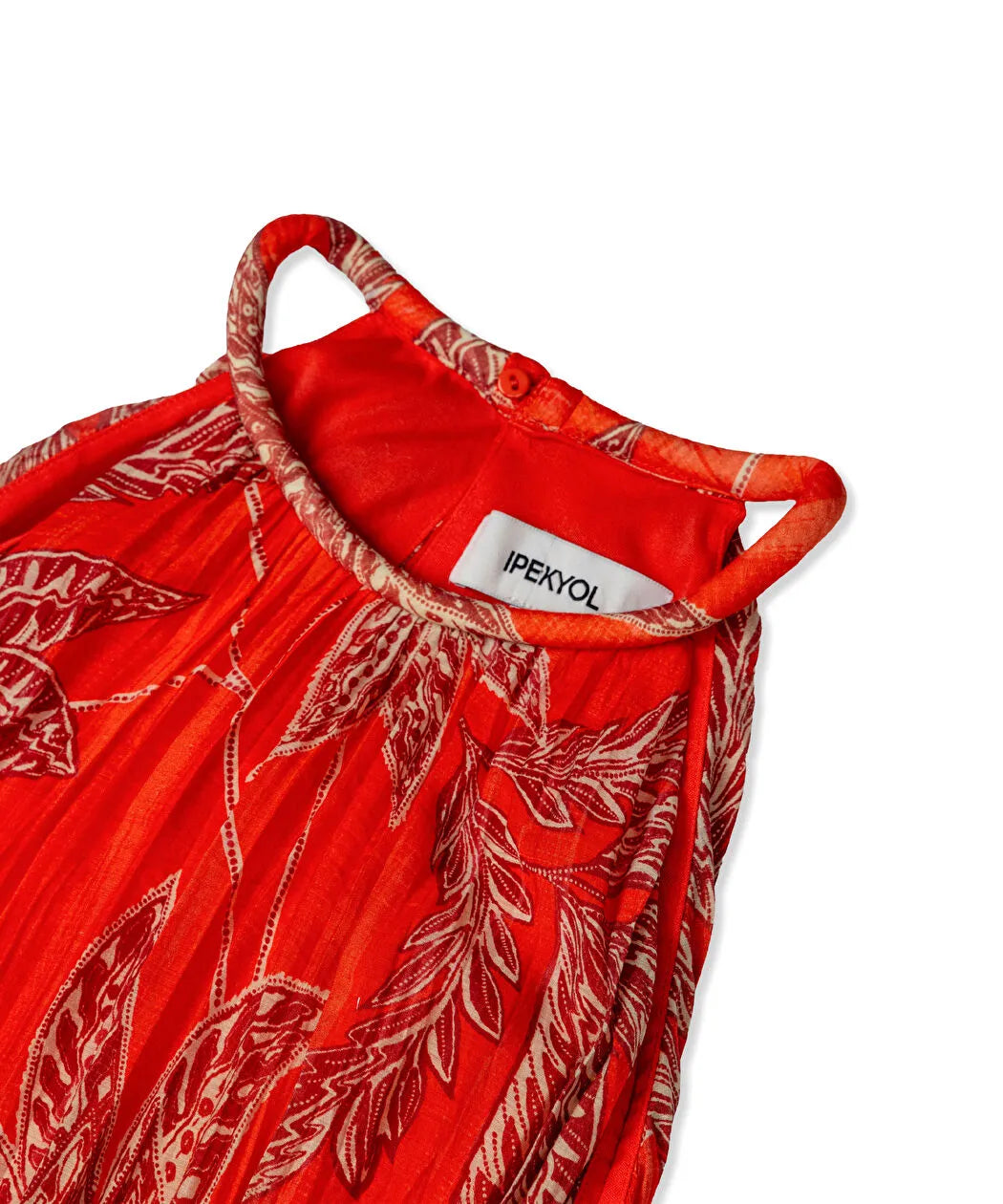 Kırmızı Desenli Halter Yaka Elbise Is1260002669108 | Ipekyol