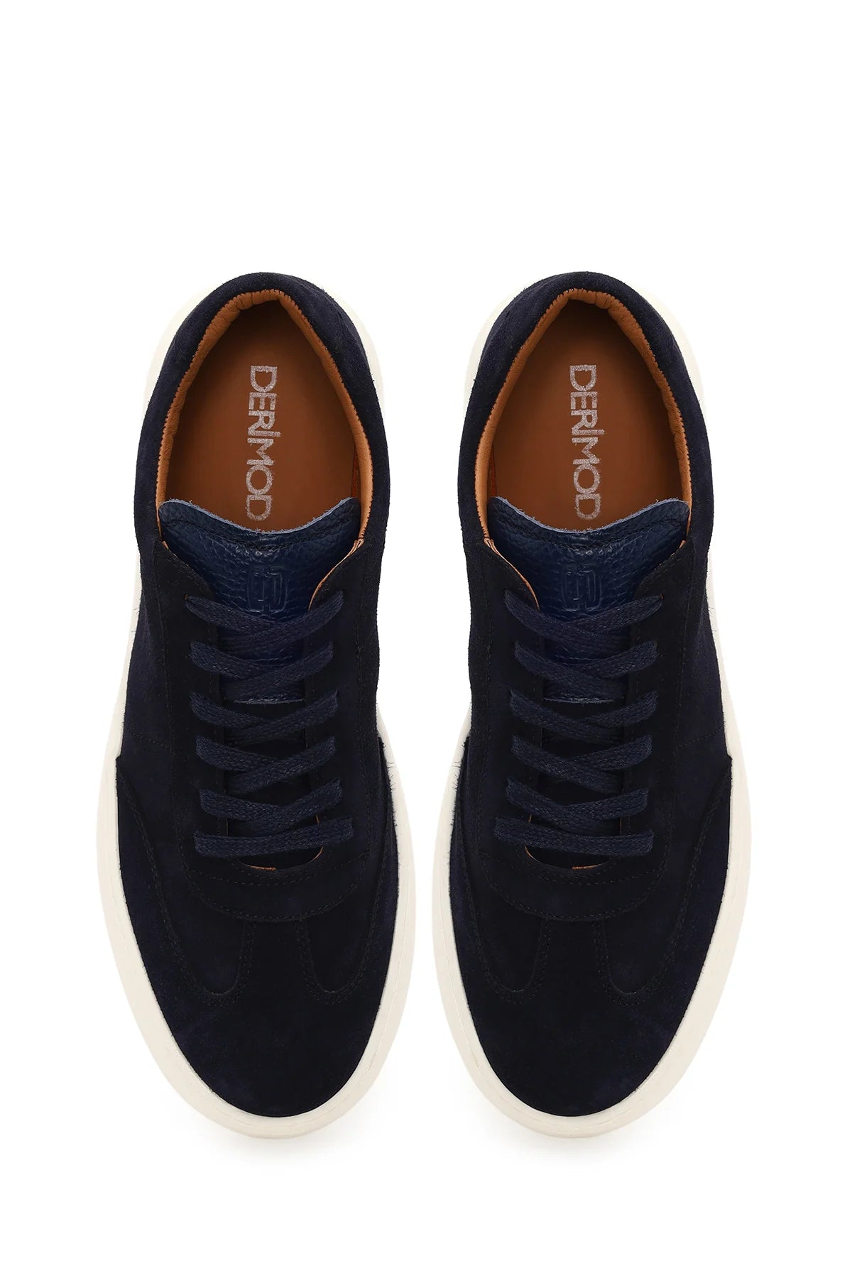 Erkek Lacivert Bağcıklı Kalın Tabanlı Süet Deri Sneaker