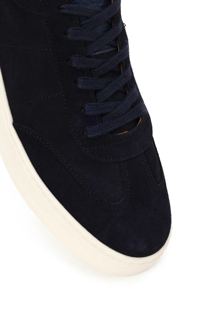 Erkek Lacivert Bağcıklı Kalın Tabanlı Süet Deri Sneaker