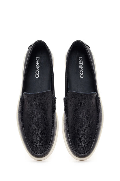 Erkek Siyah Deri Casual Loafer