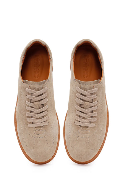 Erkek Bej Bağcıklı Süet Deri Sneaker