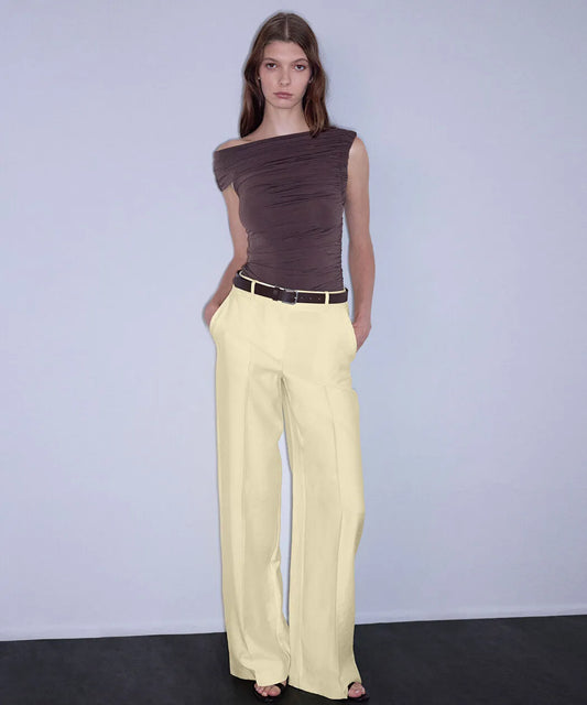Sarı Wide Leg Pantolon Is1260003412087 | Ipekyol