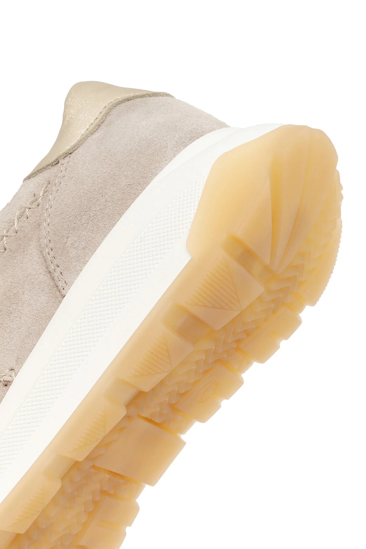 Kadın Bej Bağcıklı Kalın Tabanlı Süet Deri Sneaker
