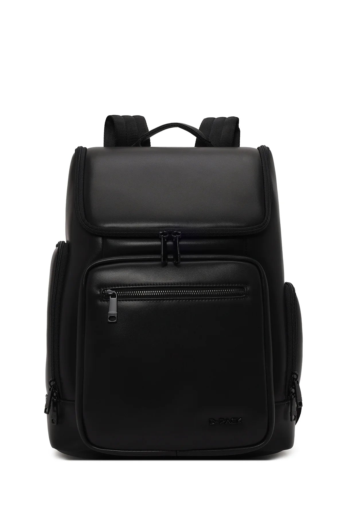 D-pack Unisex Siyah Deri Sırt Çantası
