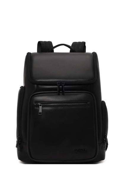 D-pack Unisex Siyah Deri Sırt Çantası