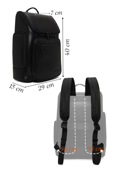 D-pack Unisex Siyah Deri Sırt Çantası