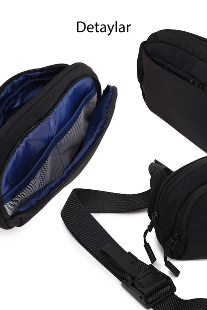 D-pack Erkek Siyah Uzun Askılı Mini Kumaş El Çantası