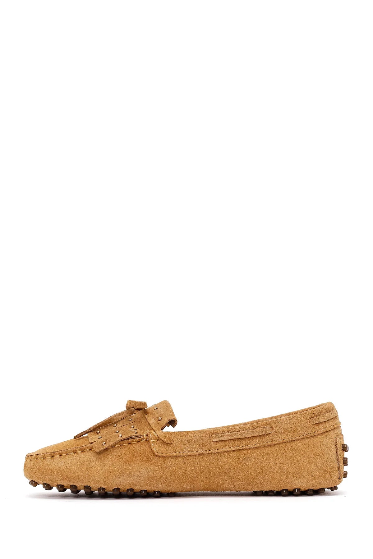 Kadın Camel Püsküllü Süet Deri Loafer