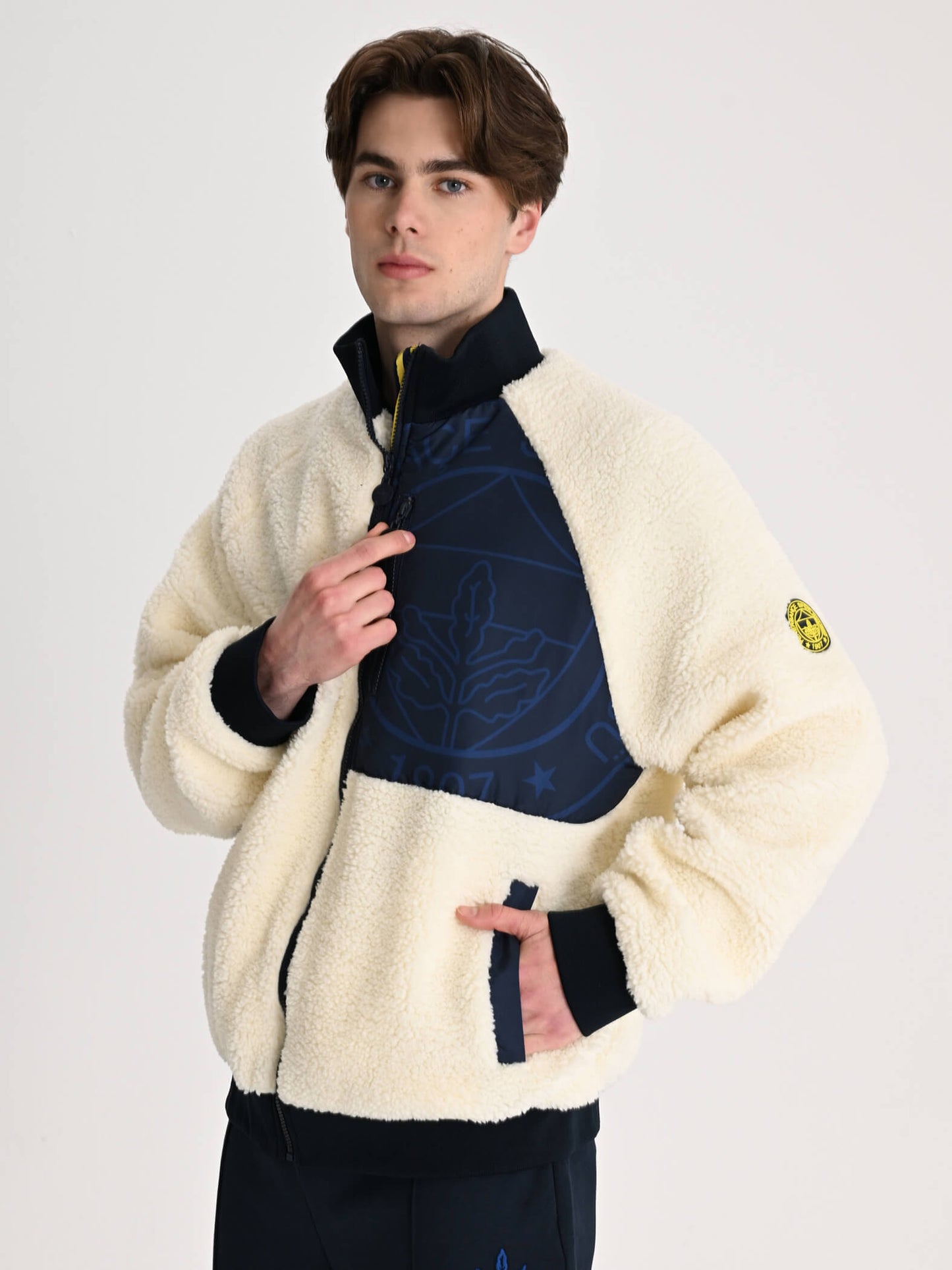 Fenerbahçe Ekru Tribün Mikro Detaylı Erkek Sweatshirt